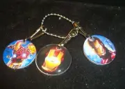 #3 Three " Tony Stark " IRONMAN Zipper pulls Backpack, ID Luggage + Bead Chain ,