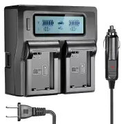 Lcd Dual Channel Charger With Car Adapter For Sony A7R A7R2 A7S A7II A7RII FW50