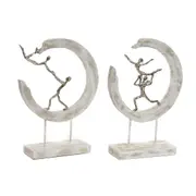 Decorative Figure Dkd Home Decor 32.5 x 10 x 47 Cm Silver White Ballet Dancer Modern Stripped 2 Units