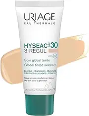 Uriage Hyseac Global Tinted Skincare SPF30 with AHA & Salicylic Acid - Reduces Skin Shine & Unifies Complexion - High UVA/UVB Protection - For Oily Skin Prone to Blemishes - High Tolerence - 40 ml