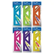 5-Piece Geometry Ruler Straight Triangle Protractor Compass Bazic New