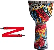 National Style 8.5/10.5 Inch African Drum Goatskin Drumhead Portable, Percussion Djembe Drum for Adults Darbuka Drum Concert(8.5 inches,Red A)