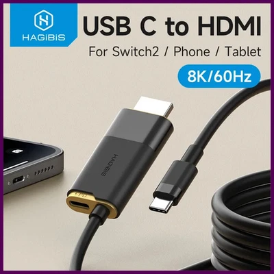 USB-C to HDMI Dock for Switch/Switch2 8K 60Hz HDR 100W PD Adapter
