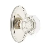 Emtek Old Town Clear Crystal Door Knob Privacy Oval Rosette Polished Nickel
