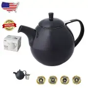 Stylish 45-Oz Black Graphite Teapot with Extra-Fine Infuser - Perfect for Tea