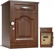 RODOVIA Bedside Cabinet Invisible Safety Box, Electronic Digital Security Safe Box with Drawer, Hidden Safe Home Steel Safe for Office Hotel Jewelry (Walnut wood color)