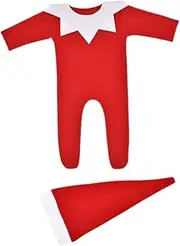 [BESTonZON] 1 Set Bodysuit Newborn Clothes Christmas Rompers Newborn Outfit for Xmas Photo Prop Boy Outfit Xmas Long Sleeve Bodysuit Romper for Photography Red Spandex
