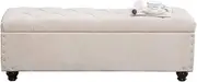 Footstool Change Shoe Bench Cotton and Linen Breathable Cushion Rectangular Storage Stool Tufting Design and Rivet Decoration Sofa Bench 100x40x40cm Ottomans (Color : Gray) (Beige)