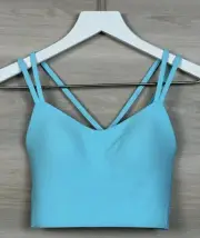 Lululemon Like a Cloud Bra Longline *Ribbed Size 4 B/C Cup ☁️ Cyan Blue 50381