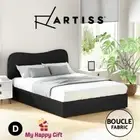 Artiss Bed Frame DOUBLE Size Mattress Base Wooden Platform Boucle Black DARA