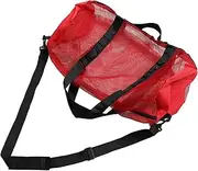 [KITANDOVE] Beach Tote Bag Mesh Large Capacity for Women Red Nylon Handles Pool Travel and Vacation Bag