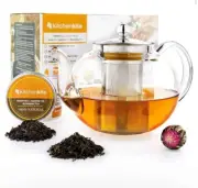 Kitchen Kite 8541935768 Infuser Stovetop Glass Teapot with Removable...