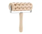 Wooden Embossing Rolling Pin Cookie Cake Baking Tool Xmas Dough Roller - Star