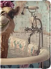 [Amooorous] Cartoon Cute Yellow Bathing Camel Leather decorative Passport and Vaccine Card Wallet Combo Wallet Combo Passport Wallet Waterproof, Cartoon cute yellow bathing camel, 1 size