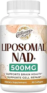 500 MG Liposomal NAD+ Supplement, True NAD+ not Precursor, Superior Absorption, Boost NAD+ More Efficient Than NMN, Nicotinamide Riboside for Cellular Energy Metabolism, Healthy Aging, 60 Serving