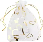 Corazon De La Flor Bolsa De Regalo Joyeria De Organza 100 Paquete 2.8X3.5 Pulg