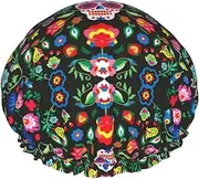 Sugar Horror Skull And Flowers Print Shower Cap For Women Men Reusable Lightweight Soft Bath Hair Cap With Elastic Band