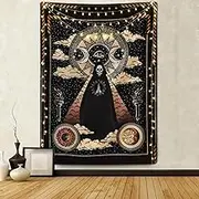 Wizard Skull Tapestry Solar Iris Tapestry Sun and Moon Tapestry Star and Cloud Tapestry Tarot Tapestry for Room