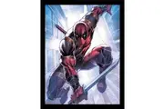 Deadpool Action Pose Framed Poster (Red/Light Blue) (40cm x 30cm)