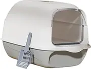 ＫＬＫＣＭＳ Fully Covered Cat Litter Boxes and Scoop Kitten Potty Toilet Kitty Litter Pan, Gray
