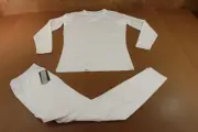 TSLA Men's Large White 2 Piece Microfiber Soft Fleece Lined Base Layer Set NWT