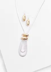 [Taking Shape] Taking Shape Two Tone Necklace & Earring Set in Multi - Women's Accessories Multi