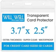 OK05 Heavy Duty ID Card Badge Holder Clear Vertical PVC with Waterproof Type Resealable Zip 6 Pack Horizontal Clear Badge Holder - Heavy Duty