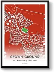 GroundDesigns ACCRINGTON STANLEY FC Football Gift CROWN GROUND Wham Stadium Art Map Unframed A3 Print ASFC