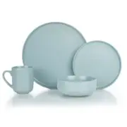 Everything Kitchens Modern Flat 16-Piece Dinnerware Set | Dusty Blue