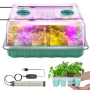 Seed Starter Tray with Grow Light, Flexible Silicone Seedling Starter Kit, 48...