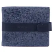 Pierre Cardin Mens RFID Woven-Embossed Leather Tab Wallet - Navy