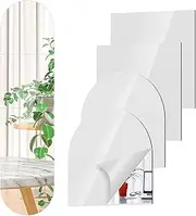 4 Pcs Full Length Acrylic Mirror Set for Wall Self Adhesive Acrylic Mirror DIY Flexible Mirror Stickers Acrylic Mirror Tiles for Bedroom Living Room Bathroom Decor 12 x 12inch