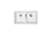 CARYSIL CG2B Granite Kitchen Sink - 824 x 481mm Twin Bowl - Snova White - Under Mount