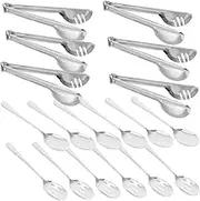 Generic 18pcs Stainless Steel Serving Utensils Set Buffet Spoons Slotted Spoons Salad Tongs for Catering Parties Kitchen Use Expert Craftsmanship Easy Maintenance