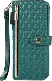 [XIMAND] for Samsung Galaxy Z Fold 4 5G Case, Luxury Shockproof PU Leather, Zipper Slot Card Wallet Case, Fashion Crossbody (Green)
