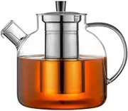 1500ml Glass Teapot with Removable Infuser, 52oz Stovetop Safe Large Tea Pot, XICEN Blooming and Loose Leaf Hand Crafted Kettle with Stainless Infuser