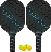 Pickle Ball Pallets & Balls, Set Of 2 Pickle Ball Palettes,Pro Pickle Ball Kit Racket Sets | Fiberglass Pickle Ball Pallets With 4 Pickle Balls, Racket