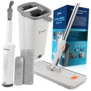 Flat Mop & Bucket Wringer Set with Self-Squeeze Mini Mop, Portable Handheld