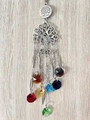 Chakra Tree Of life SunCatcher Crystal Car Charm Good Luck Home Decor 7 Chakra