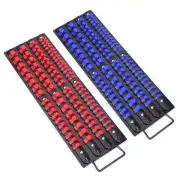 80-Piece Portable Socket Organizer Tray, 2 Pcs Set, Blue & Red, 1/4-Inch, 3/8...