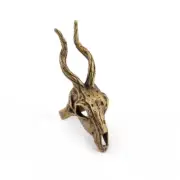 Big Goat Skull Ring Adjustable Antique Bronze Plated Brass (18mm 8US size)5228