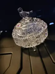 Vintage Hofbauer Byrds Crystal Bird Covered Candy Dish