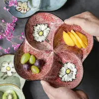在飛比找ETMall東森購物網優惠-OMK 日式陶瓷餐具分格盤創意家用四格盤子干果拼盤零食盤小菜