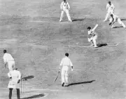 Australia's Don Bradman Cuts A Ball From England's 1934 Old Cricket Photo