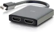 C2G 54292 4K 2-Port Mini DisplayPort to HDMI MST Hub Monitor Splitter, Black