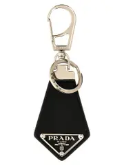 [Prada] Prada-Saffiano Logo Portachiavi Nero-Uomo OS