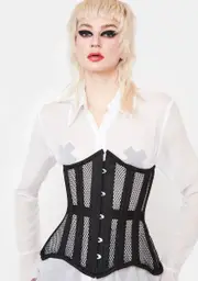 [Daisy Corsets] Fishnet Steel Bone Waist Cincher Corset