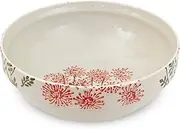 J-Kitchens Hasami Ware Small Bowl, Large, Isayama Kiln Calsk Bowl, Large, Diameter 5.7 x Height 2.3 inches (14.5 x 5.8 cm), Microwave Safe, Dishwasher Safe, Made in Japan, Wild Flowers, Red
