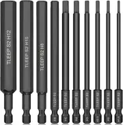 10 X Long 100MM 1/4 Inch Hex Head Allen Drill Bits, Big 12Mm to Small