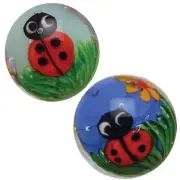 2 LADYBIRDS Bugs Insect Lady bug Flower 16mm Handmade art glass clear Marbles